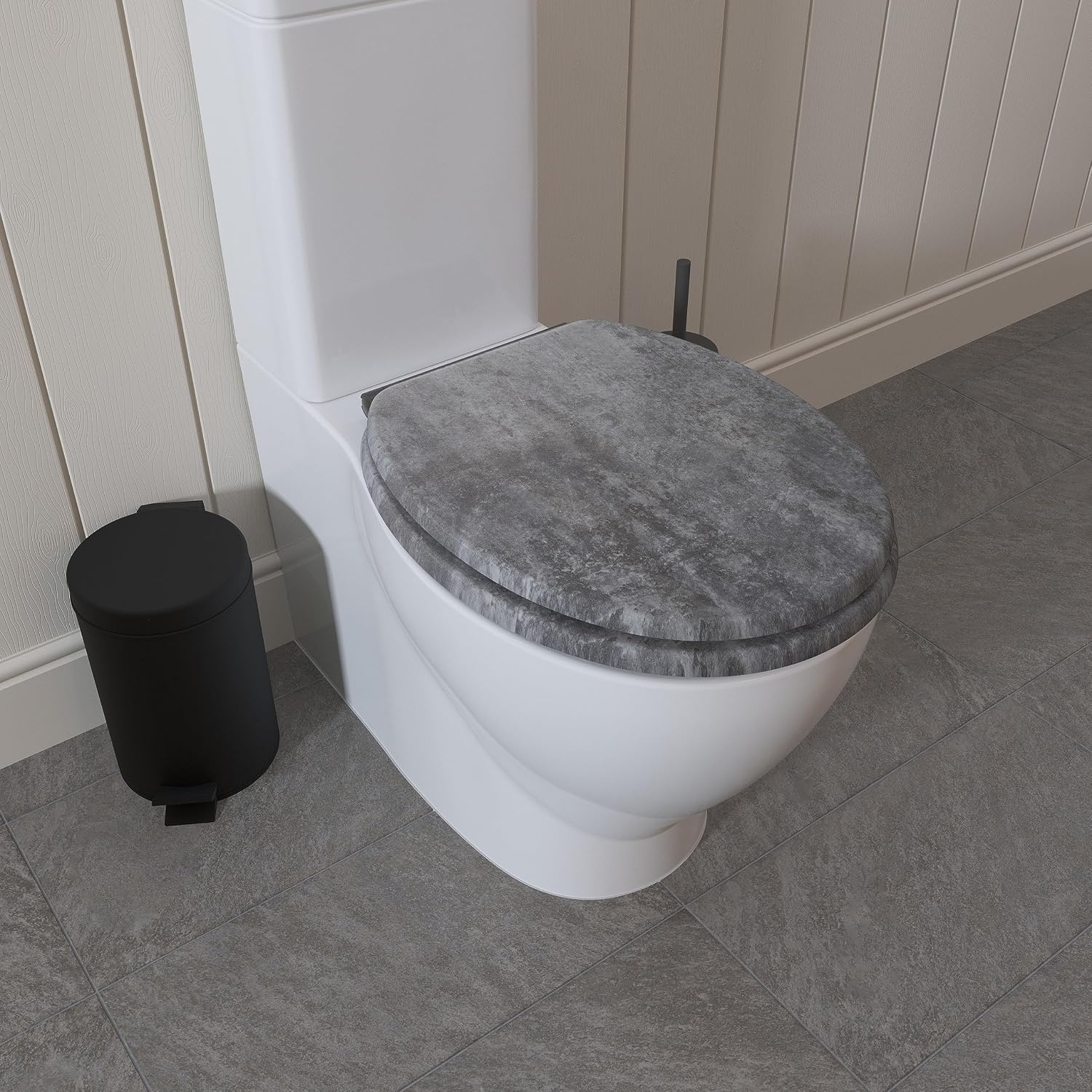 Croydex Kirkstone Toiletbril - softclose, glijdt nooit weg, past altijd | Flexi-Fix V-plaatscharnieren en grippad-technologie | bevestiging aan boven- en onderkant - Cumbrian Slate