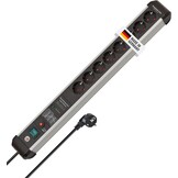 Brennenstuhl Premium-Protect-Line, stekkerdoos 8-voudig met overspanningsbeveiliging 60.000 A (3m kabel, met schakelaar, Made in Germany) zilver/zwart