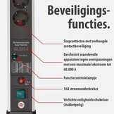 Brennenstuhl Premium-Protect-Line, stekkerdoos 8-voudig met overspanningsbeveiliging 60.000 A (3m kabel, met schakelaar, Made in Germany) zilver/zwart