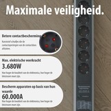 Brennenstuhl Premium-Protect-Line, stekkerdoos 8-voudig met overspanningsbeveiliging 60.000 A (3m kabel, met schakelaar, Made in Germany) zilver/zwart
