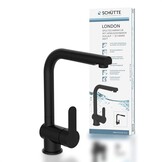 SCHÜTTE 79760 LONDON keukenmengkraan met uittrekbare douche, waterkraan voor de keuken met energiebesparende functie, mengkraan met ééngreepsmengkraan, gootsteenmengkraan, mat zwart