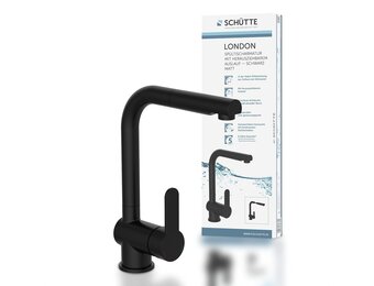 SCHÜTTE 79760 LONDON keukenmengkraan met uittrekbare douche, waterkraan voor de keuken met energiebesparende functie, mengkraan met ééngreepsmengkraan, gootsteenmengkraan, mat zwart