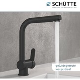SCHÜTTE 79760 LONDON keukenmengkraan met uittrekbare douche, waterkraan voor de keuken met energiebesparende functie, mengkraan met ééngreepsmengkraan, gootsteenmengkraan, mat zwart
