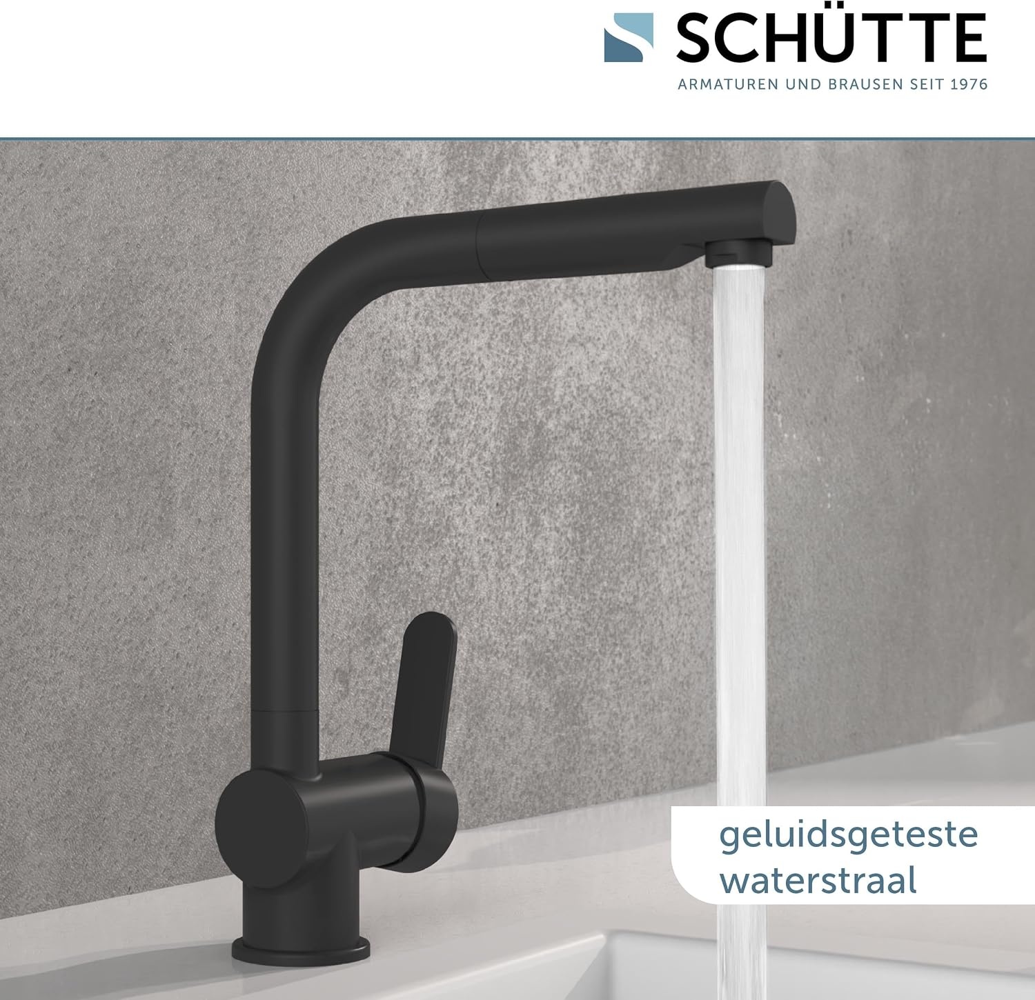 SCHÜTTE 79760 LONDON keukenmengkraan met uittrekbare douche, waterkraan voor de keuken met energiebesparende functie, mengkraan met ééngreepsmengkraan, gootsteenmengkraan, mat zwart