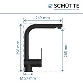 SCHÜTTE 79760 LONDON keukenmengkraan met uittrekbare douche, waterkraan voor de keuken met energiebesparende functie, mengkraan met ééngreepsmengkraan, gootsteenmengkraan, mat zwart