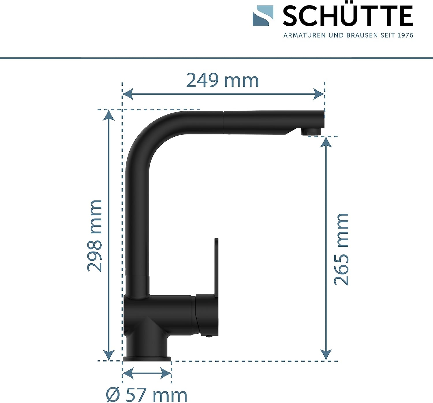 SCHÜTTE 79760 LONDON keukenmengkraan met uittrekbare douche, waterkraan voor de keuken met energiebesparende functie, mengkraan met ééngreepsmengkraan, gootsteenmengkraan, mat zwart