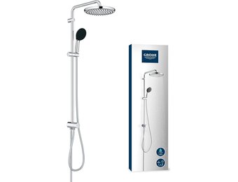 Grohe 26989001 Vitalio 250 douchesysteem met omschakeling, waterbesparend, 8 l per minuut (voor bestaande armaturen, 2 straalsoorten, extra grote douchestang 104 cm), rond, chroom, 26680001