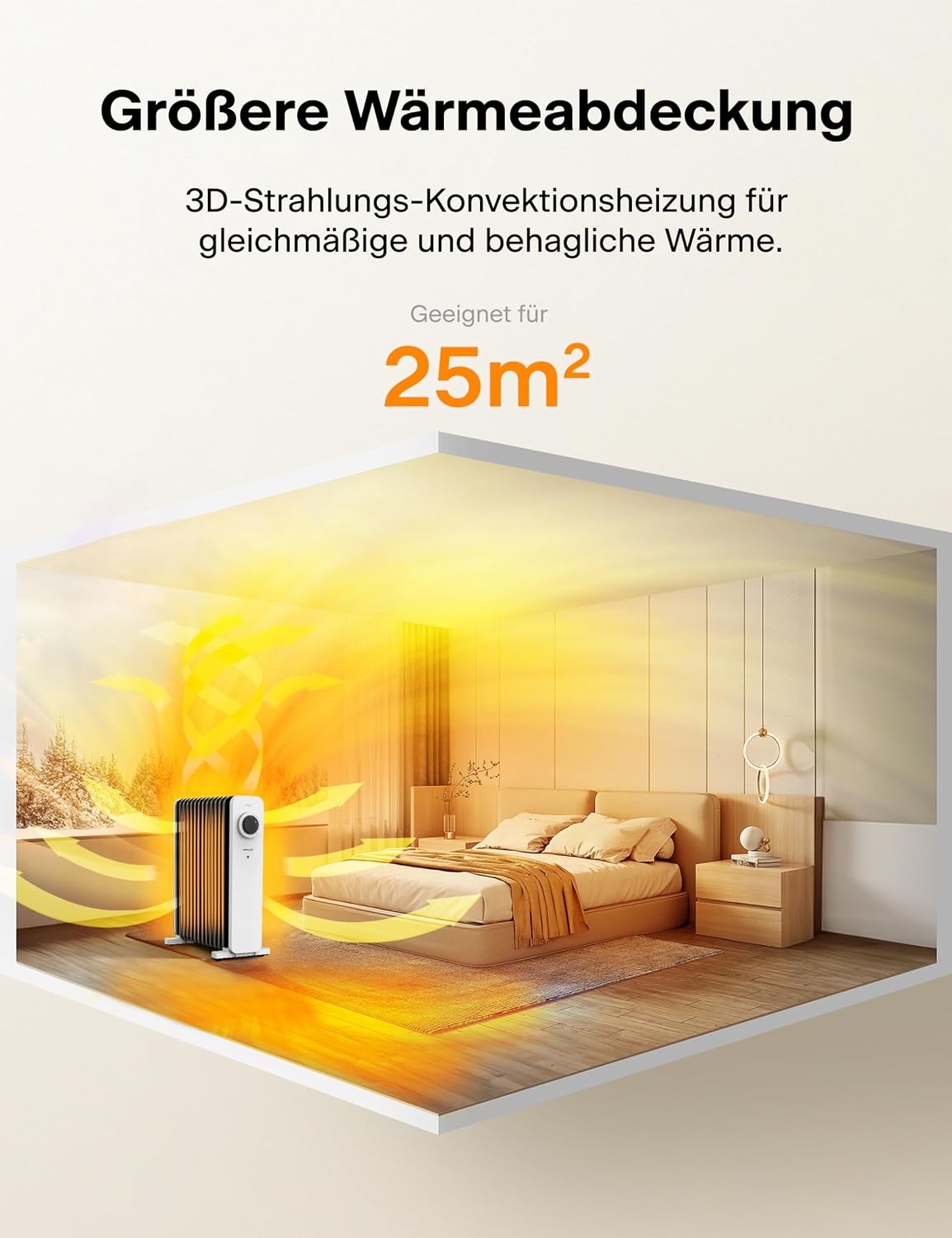 PELONIS Ölradiator 2500W - 13 Ribben - Elektrische Kachel - Wit - 25 m²
