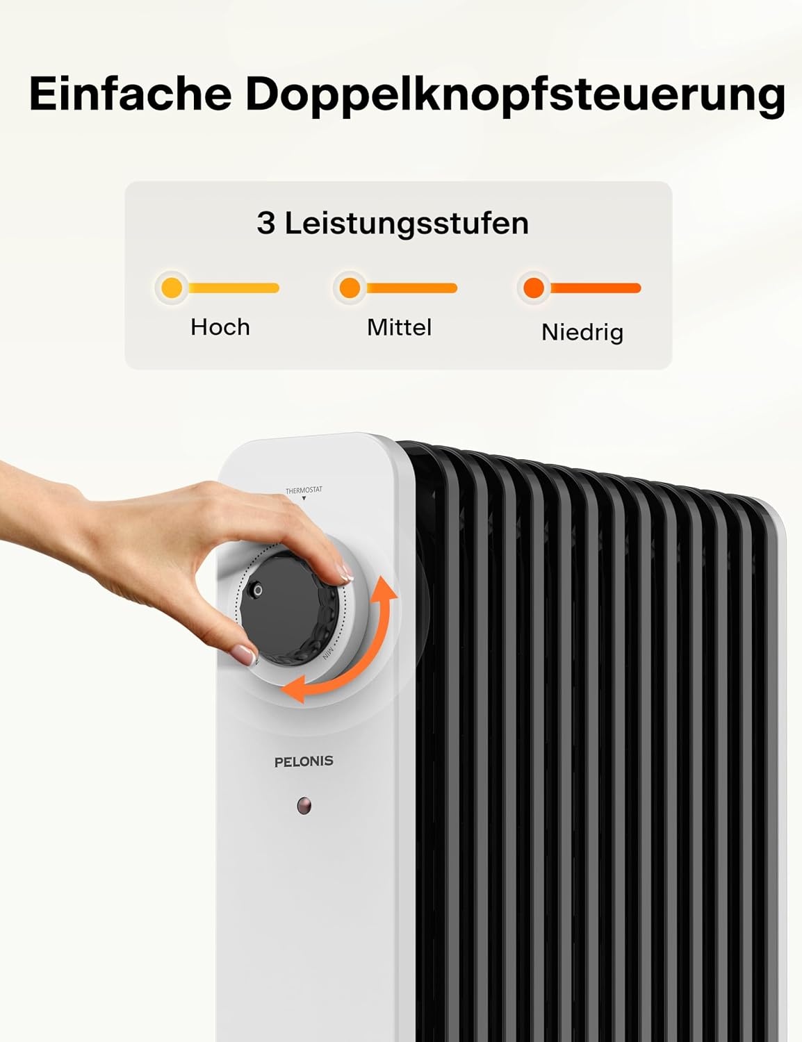 PELONIS Ölradiator 2500W - 13 Ribben - Elektrische Kachel - Wit - 25 m²