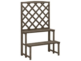 vidaXL Plantenrek met latwerk 70x42x115 cm massief vurenhout grijs