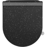 Toiletbril met soft-close mechanisme, WC-zitting D-vorm, zwart marmer toiletdeksel, toiletbril softclose, toiletzitting duroplast, WC-deksel met snelsluiting, Toilet Seats slim