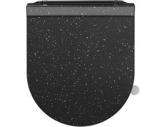 Toiletbril met soft-close mechanisme, WC-zitting D-vorm, zwart marmer toiletdeksel, toiletbril softclose, toiletzitting duroplast, WC-deksel met snelsluiting, Toilet Seats slim