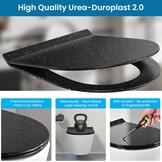 Toiletbril met soft-close mechanisme, WC-zitting D-vorm, zwart marmer toiletdeksel, toiletbril softclose, toiletzitting duroplast, WC-deksel met snelsluiting, Toilet Seats slim