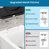 Toiletbril met soft-close mechanisme, WC-zitting D-vorm, zwart marmer toiletdeksel, toiletbril softclose, toiletzitting duroplast, WC-deksel met snelsluiting, Toilet Seats slim