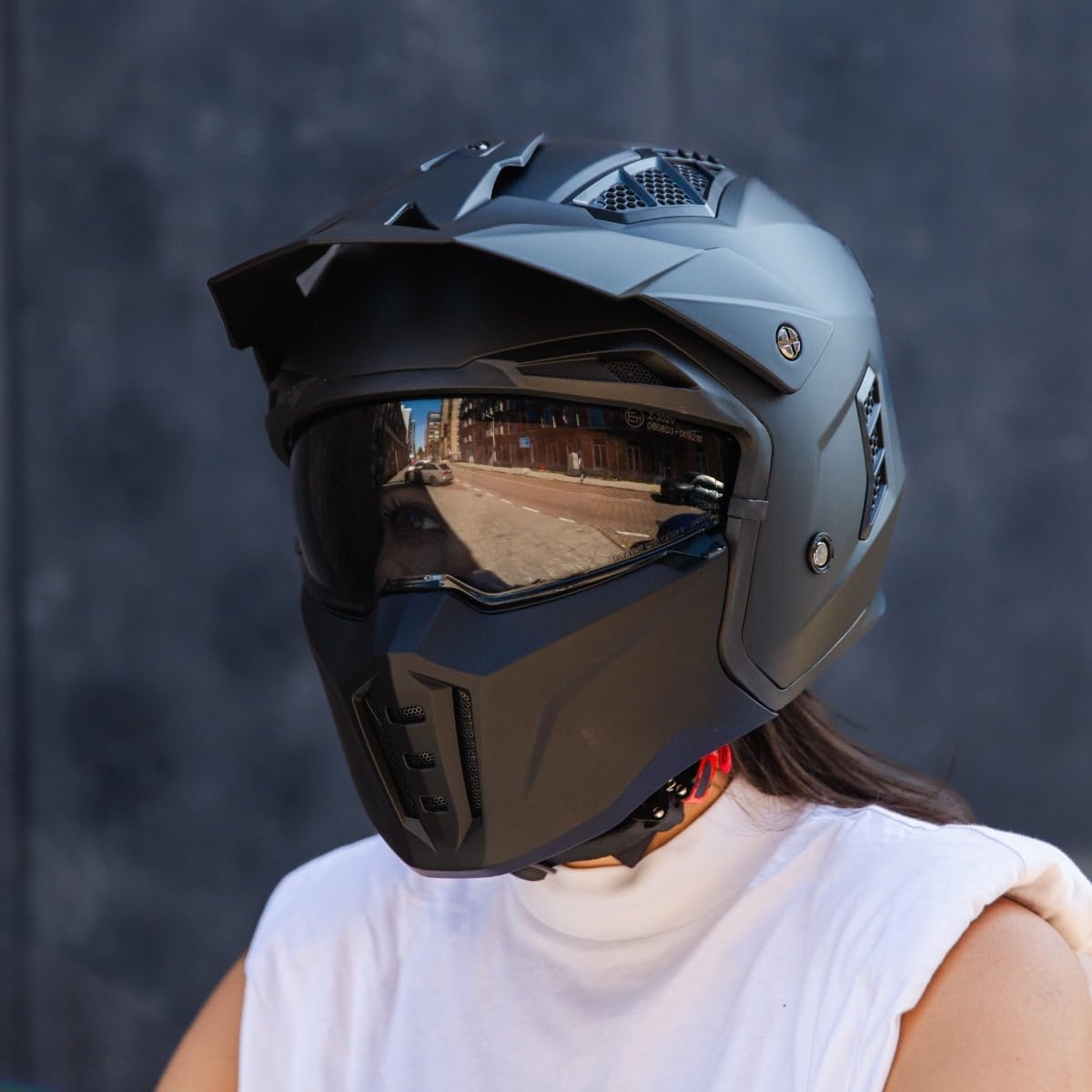 VINZ Kioto Streetfighter Jethelm - Mat Zwart - ECE 22.06 Gekeurd