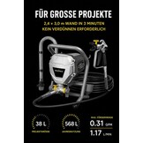 InoKraft MaXpray M1 Airless Verfspuit – 3000 PSI, 1,17 l/min