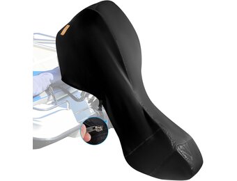 420D Oxford Volledige Buitenboordmotorhoes, Boot Motorhoes met 2 Reflecterende Strips, 2 Trekkoorden, Waterdichte Ritssluiting en Verstelbare Gesp, Geschikt voor 100-150 PK