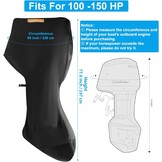 420D Oxford Volledige Buitenboordmotorhoes, Boot Motorhoes met 2 Reflecterende Strips, 2 Trekkoorden, Waterdichte Ritssluiting en Verstelbare Gesp, Geschikt voor 100-150 PK