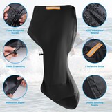 420D Oxford Volledige Buitenboordmotorhoes, Boot Motorhoes met 2 Reflecterende Strips, 2 Trekkoorden, Waterdichte Ritssluiting en Verstelbare Gesp, Geschikt voor 100-150 PK