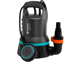 Gardena schoon-water-dompelpomp 9000: Schoon-water-pomp met een capaciteit van 9.000 l/u, vlotterschakelaar met permanente functie, vlakafzuiging tot 2 mm, snelkoppelingssysteem, 300 W (09030-20) - Maat bis zu 9.000 l/h - Schwimmerschalter