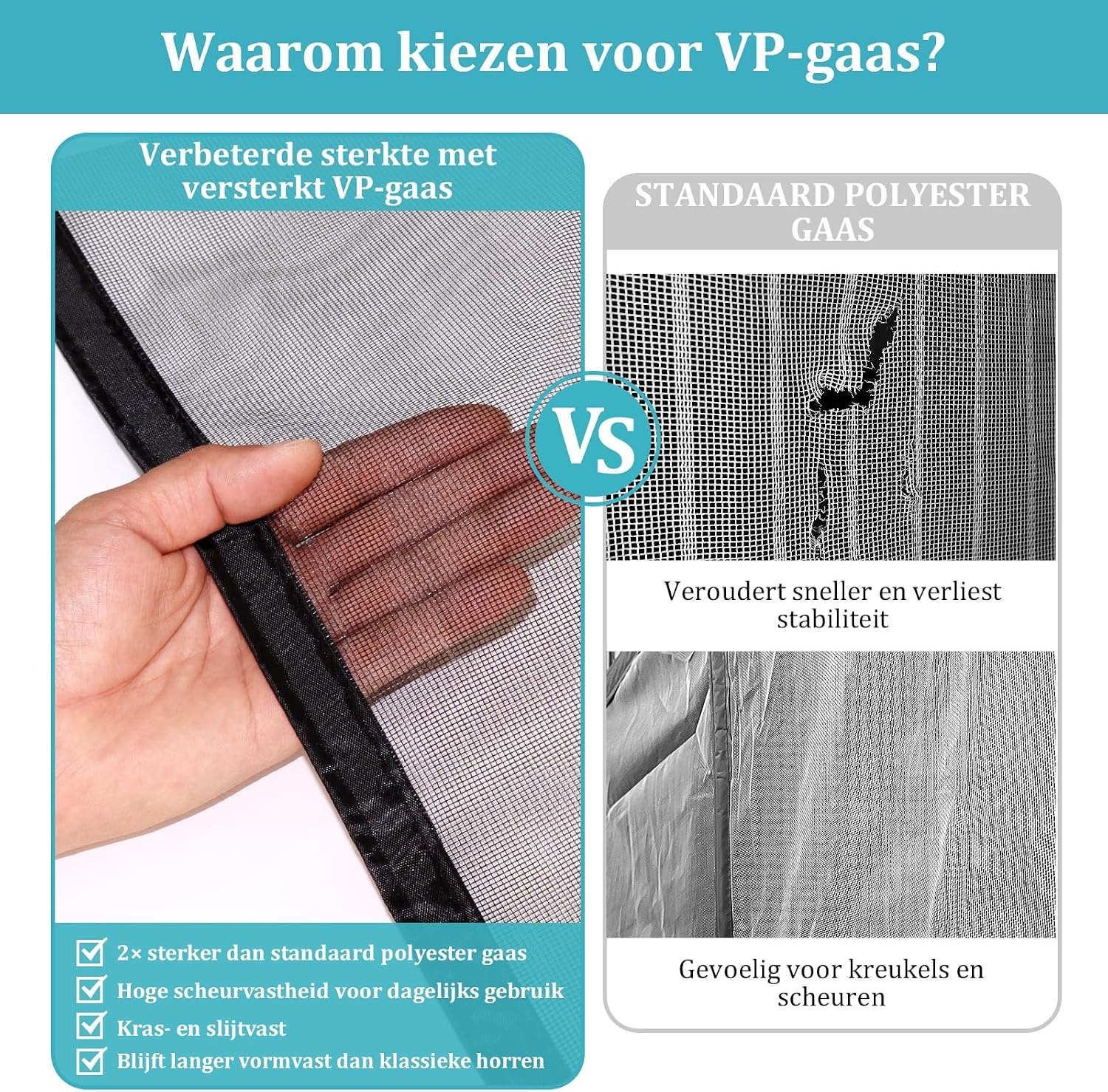 Apalus VP Vliegengordijn voor Deuren, Magnetische Insectenbescherming voor Balkondeuren 90x200 cm, 2× Duurzamer dan de Apalus Classic, Sterkere Magneten, 3,8cm Brede Bevestigingsband, Niet Inkortbaar