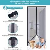 Apalus VP Vliegengordijn voor Deuren, Magnetische Insectenbescherming voor Balkondeuren 90x200 cm, 2× Duurzamer dan de Apalus Classic, Sterkere Magneten, 3,8cm Brede Bevestigingsband, Niet Inkortbaar