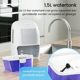 Pro Breeze Luchtontvochtiger, Elektrische ontvochtiger, 1500ml Watertank, Compact, Draagbaar & Stil - Tegen Vocht en Schimmel in Huis, Keuken, Slaapkamer, Badkamer