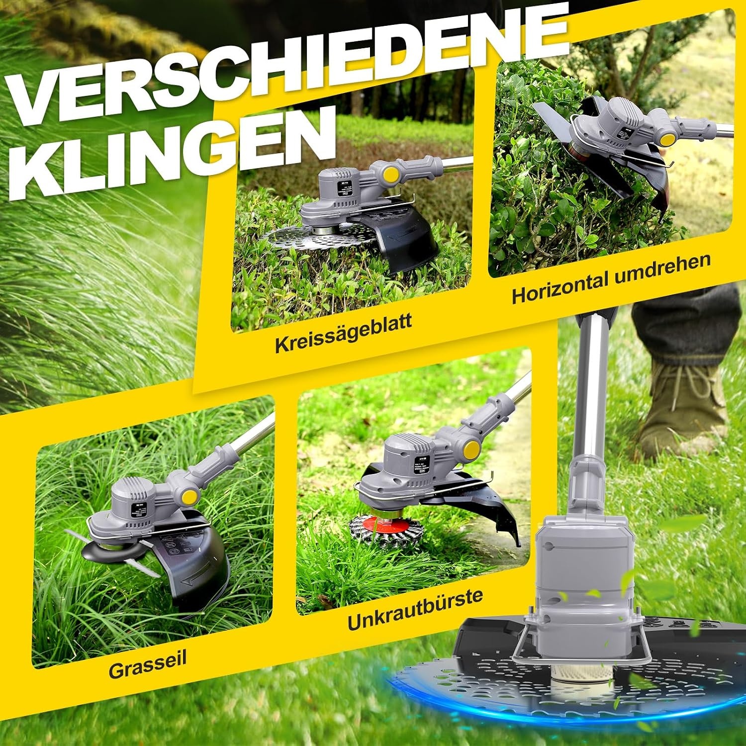 Gapbvys 6-in-1 Accu Rasentrimmer - 21V - Geschikt voor Makita Accu's - Grijs