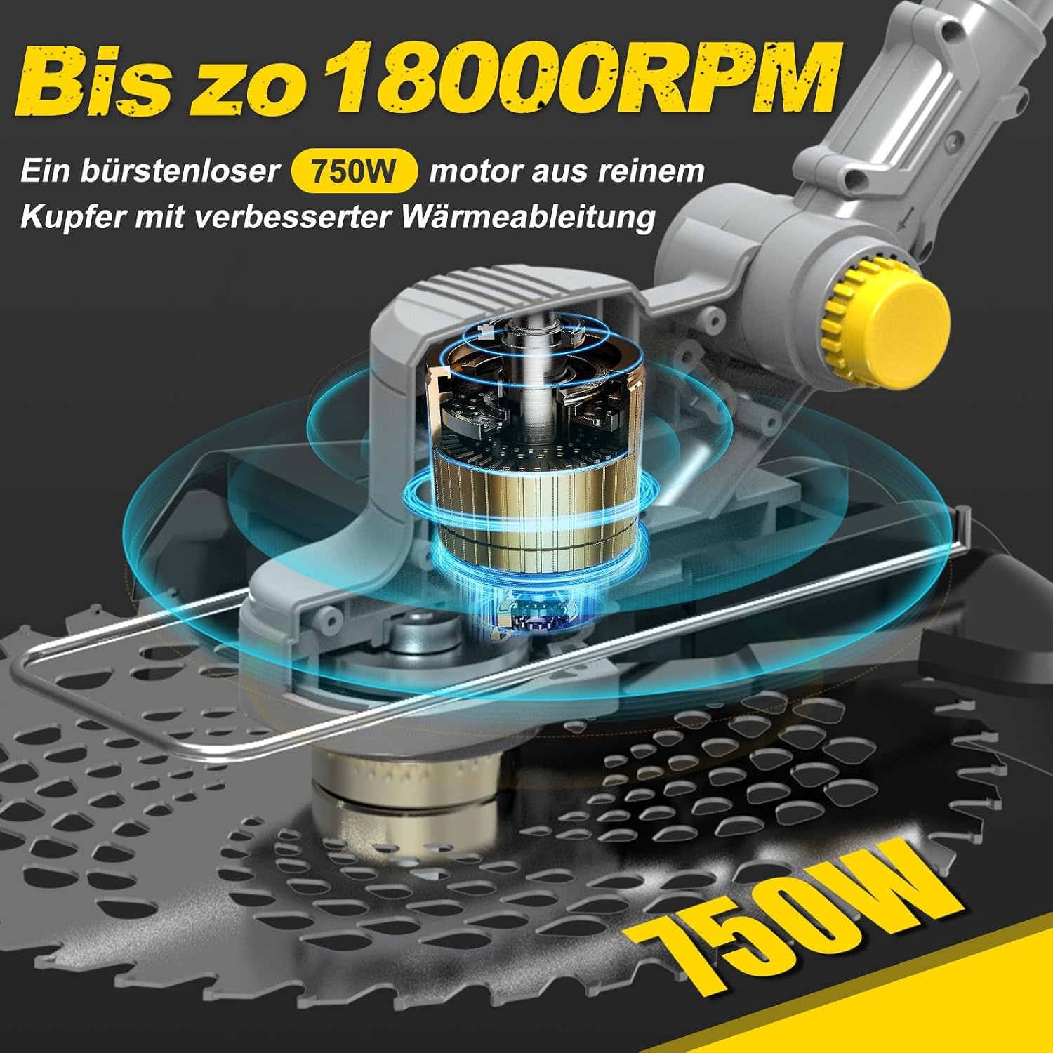 Gapbvys 6-in-1 Accu Rasentrimmer - 21V - Geschikt voor Makita Accu's - Grijs