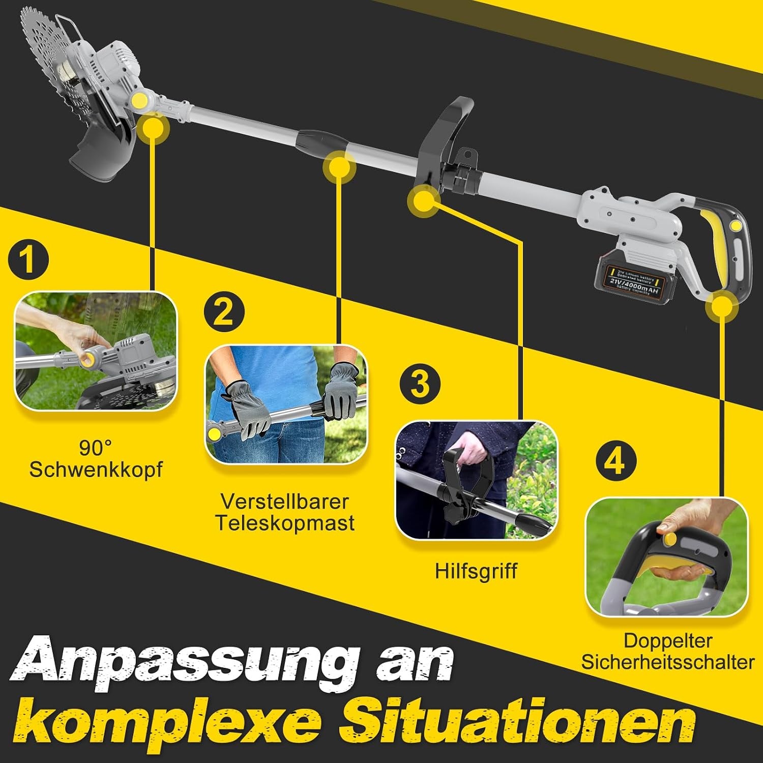 Gapbvys 6-in-1 Accu Rasentrimmer - 21V - Geschikt voor Makita Accu's - Grijs