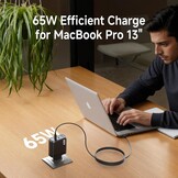 Kndaa 65W USB-C Snellader met GaN Technologie en 2M USB-C Kabel - Zwart