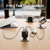 Kndaa 65W USB-C Snellader met GaN Technologie en 2M USB-C Kabel - Zwart