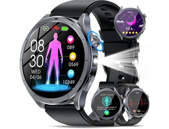 YUPENG AI Smartwatch 1,53 inch met ECG en HRV - Zwart