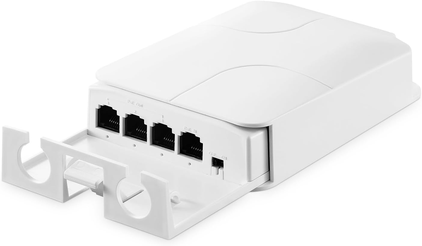 Binardat Outdoor PoE Passthrough Switch - 1 In 3 Out Extender - Wit
