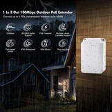 Binardat Outdoor PoE Passthrough Switch - 1 In 3 Out Extender - Wit