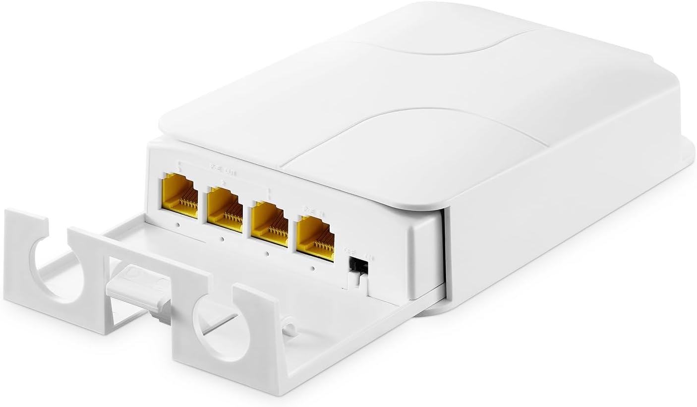 Binardat Outdoor PoE Passthrough Switch - 1 In 3 Out Extender - Wit