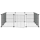 vidaXL Huisdierkooi met 12 panelen en deur, zwart 105x105x35 cm staal