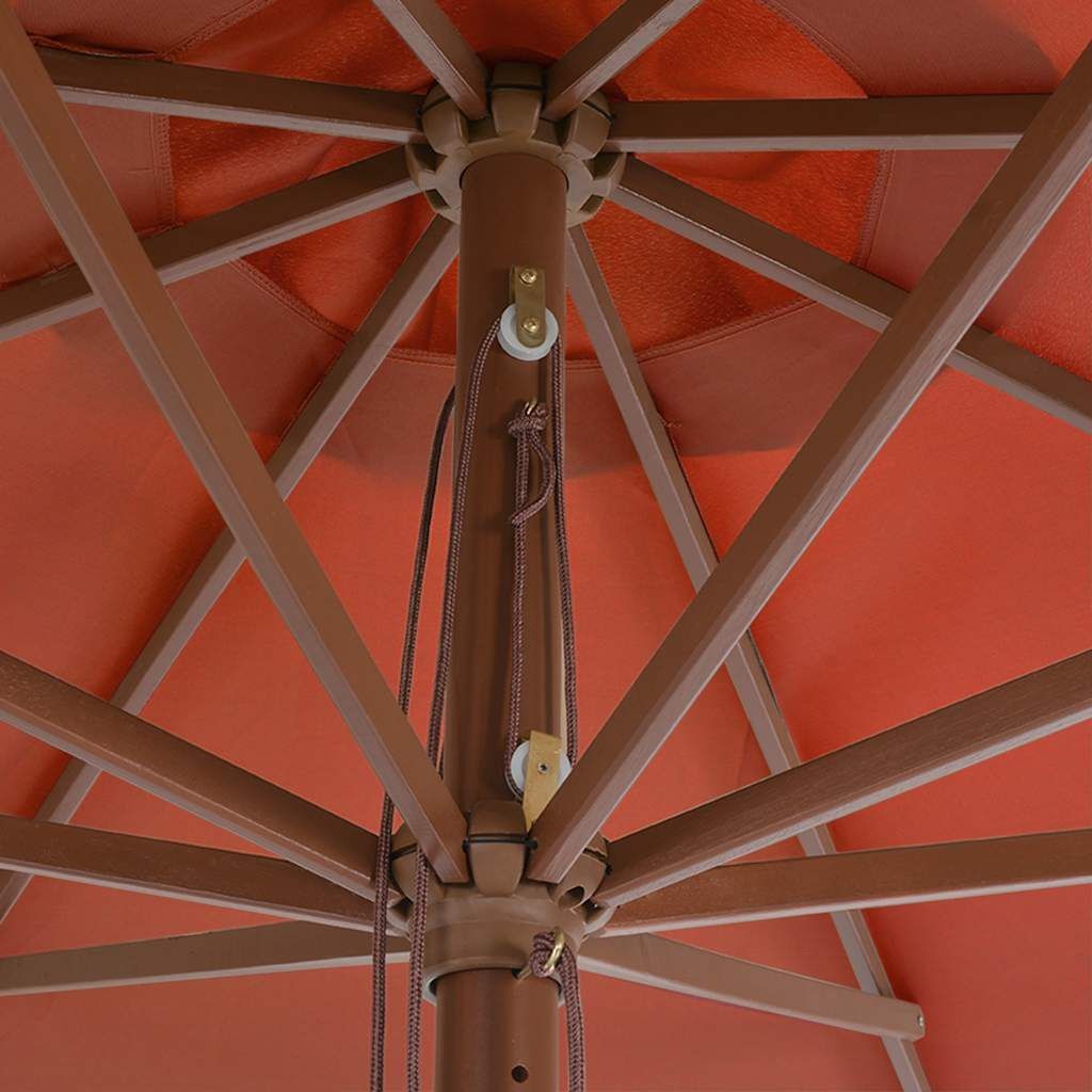 vidaXL Parasol met houten paal 350 cm terracottakleurig