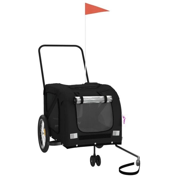 vidaXL Hondenfietstrailer oxford stof en ijzer zwart