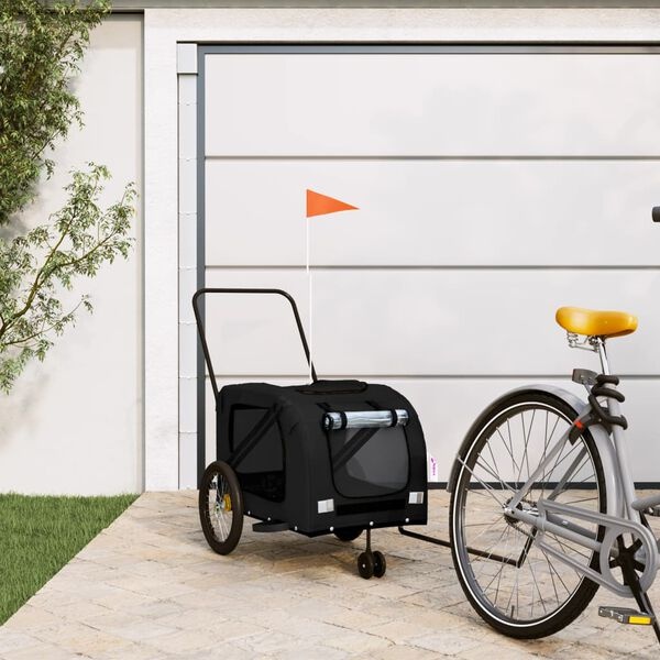 vidaXL Hondenfietstrailer oxford stof en ijzer zwart