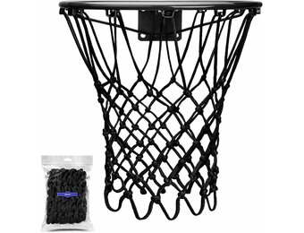 XXXYYY Zwart basketbalnet buiten Heavy Duty, 2022 Nieuwste Professionele On-Court Kwaliteit [7 oz], Past Outdoor Standaard Maat Hoepel, Alle Weer Anti Whip-12 Loops