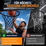 XXXYYY Zwart basketbalnet buiten Heavy Duty, 2022 Nieuwste Professionele On-Court Kwaliteit [7 oz], Past Outdoor Standaard Maat Hoepel, Alle Weer Anti Whip-12 Loops