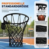 XXXYYY Zwart basketbalnet buiten Heavy Duty, 2022 Nieuwste Professionele On-Court Kwaliteit [7 oz], Past Outdoor Standaard Maat Hoepel, Alle Weer Anti Whip-12 Loops