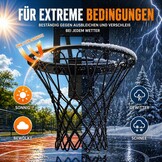 XXXYYY Zwart basketbalnet buiten Heavy Duty, 2022 Nieuwste Professionele On-Court Kwaliteit [7 oz], Past Outdoor Standaard Maat Hoepel, Alle Weer Anti Whip-12 Loops