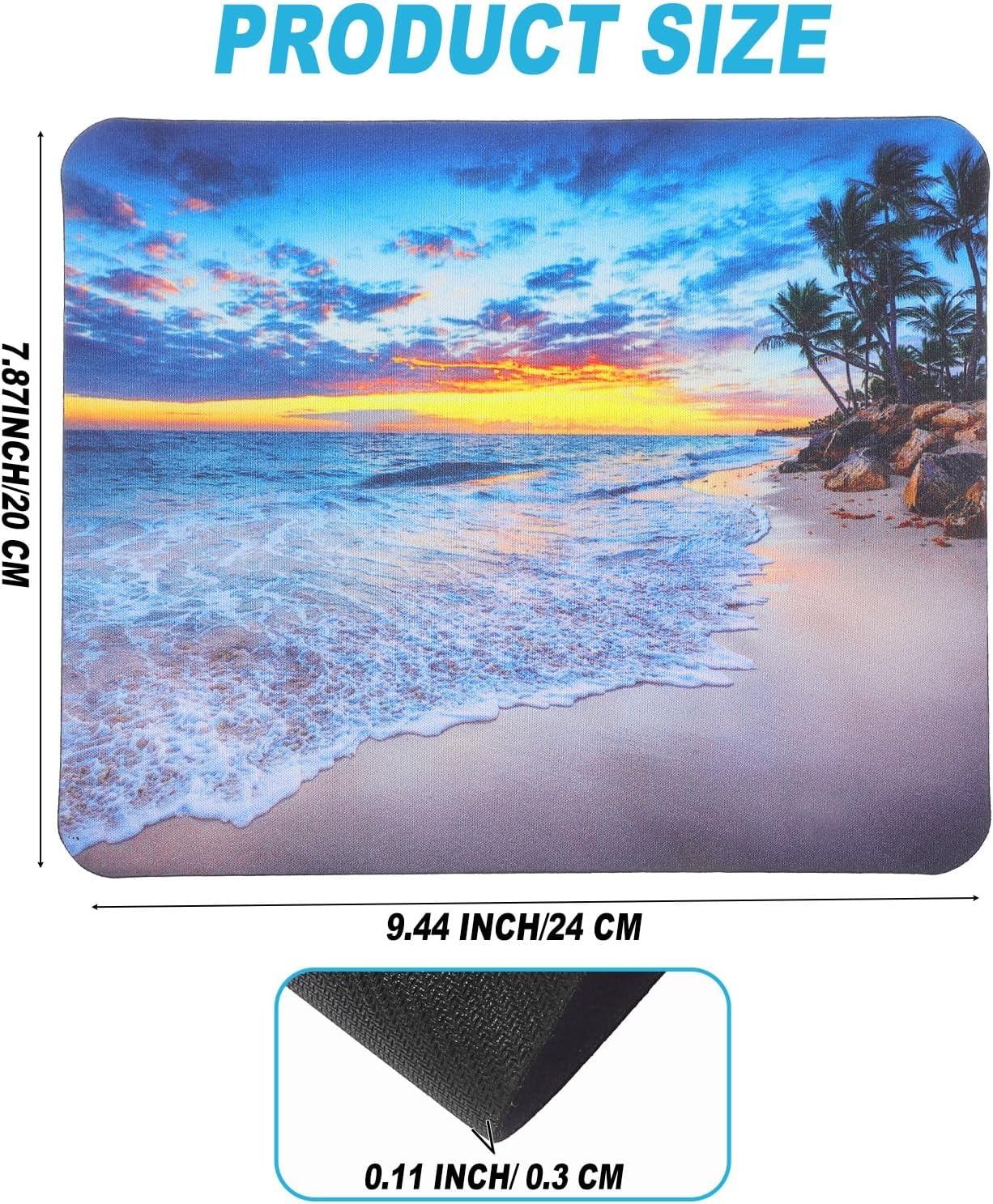 YUXIANLB Muismat Strand Zonsondergang - Antislip - 24 x 20 cm