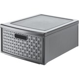 Rotho Country Ladebox 19.2l met 1 lade in rotan-look, Kunststof (PP) BPA-vrij, antraciet, groß/19.2l (45.0 x 34.0 x 20.0 cm)