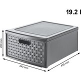 Rotho Country Ladebox 19.2l met 1 lade in rotan-look, Kunststof (PP) BPA-vrij, antraciet, groß/19.2l (45.0 x 34.0 x 20.0 cm)