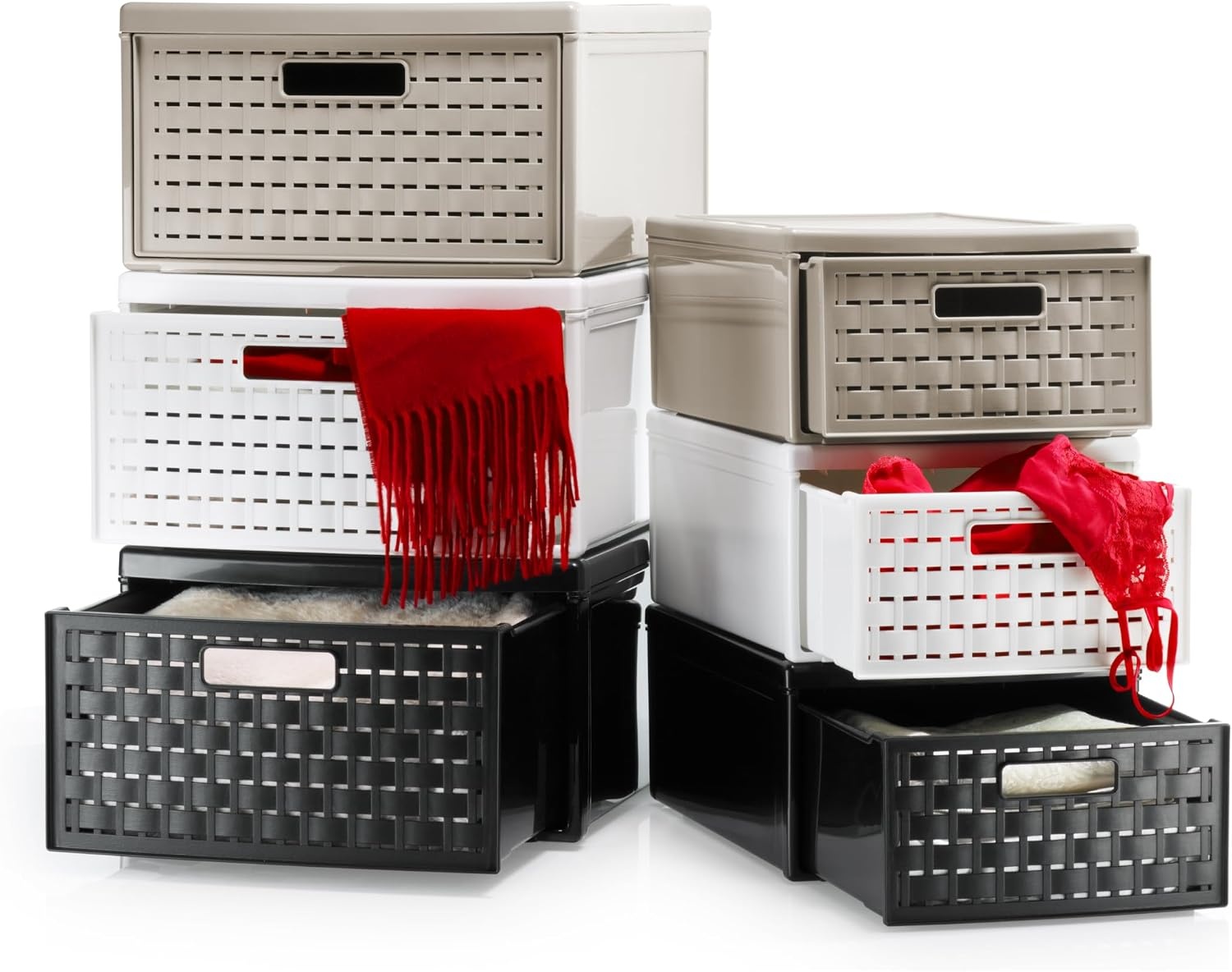 Rotho Country Ladebox 19.2l met 1 lade in rotan-look, Kunststof (PP) BPA-vrij, antraciet, groß/19.2l (45.0 x 34.0 x 20.0 cm)
