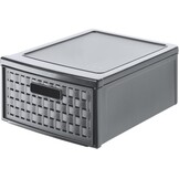 Rotho Country Ladebox 19.2l met 1 lade in rotan-look, Kunststof (PP) BPA-vrij, antraciet, groß/19.2l (45.0 x 34.0 x 20.0 cm)