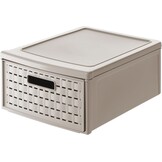 Rotho Country Ladebox 19.2l met 1 lade in rotan-look, Kunststof (PP) BPA-vrij, antraciet, groß/19.2l (45.0 x 34.0 x 20.0 cm)